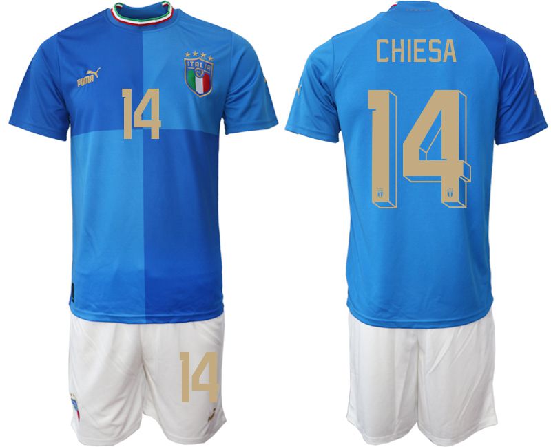 Men 2022 World Cup National Team Italy home blue #14 Soccer Jerseys->italy jersey->Soccer Country Jersey